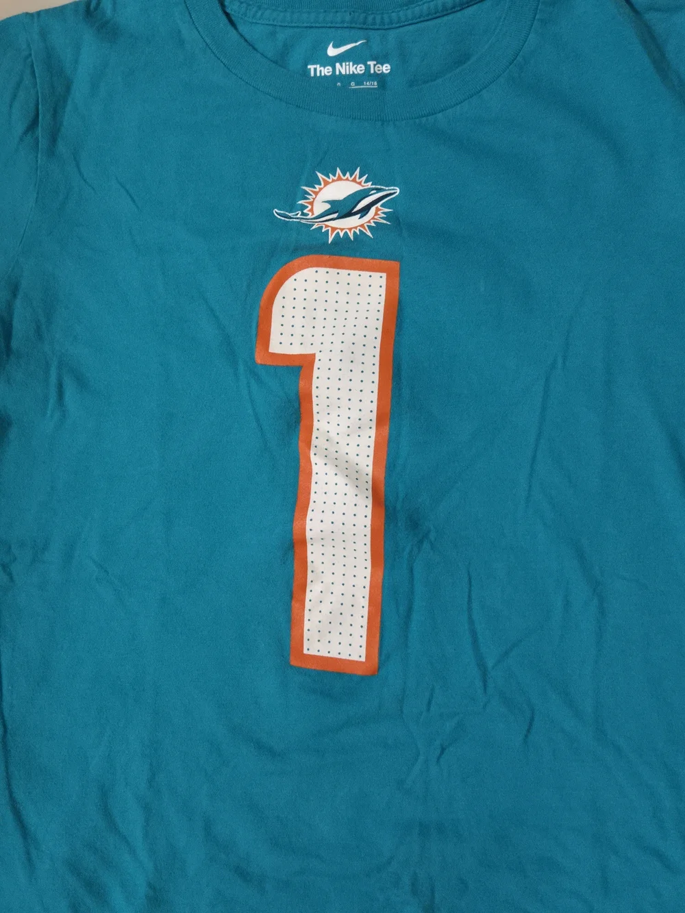 Nike Miami Dolphins 1 Tua Tagovailoa Yth Shirt Size L NFL Team Apparel Football
